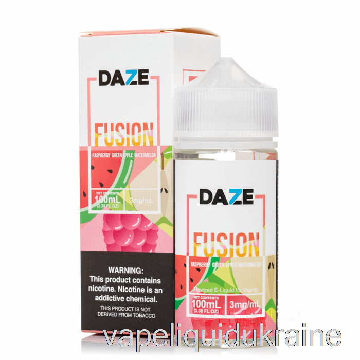 Vape Liquid Ukraine Raspberry Green Apple Watermelon - 7 Daze Fusion - 100mL 3mg